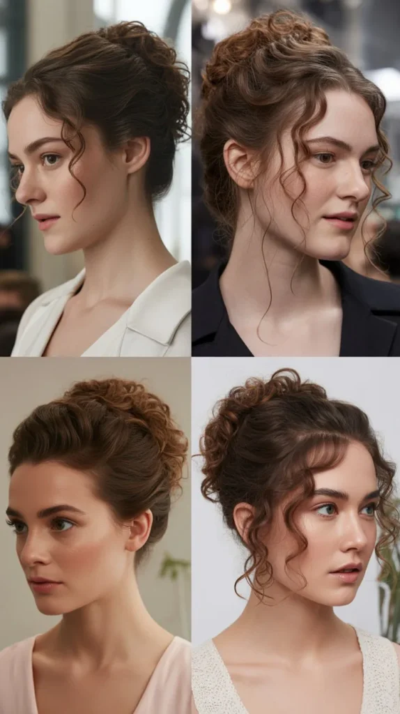 29. Pinned Curly Updo with Loose Ends