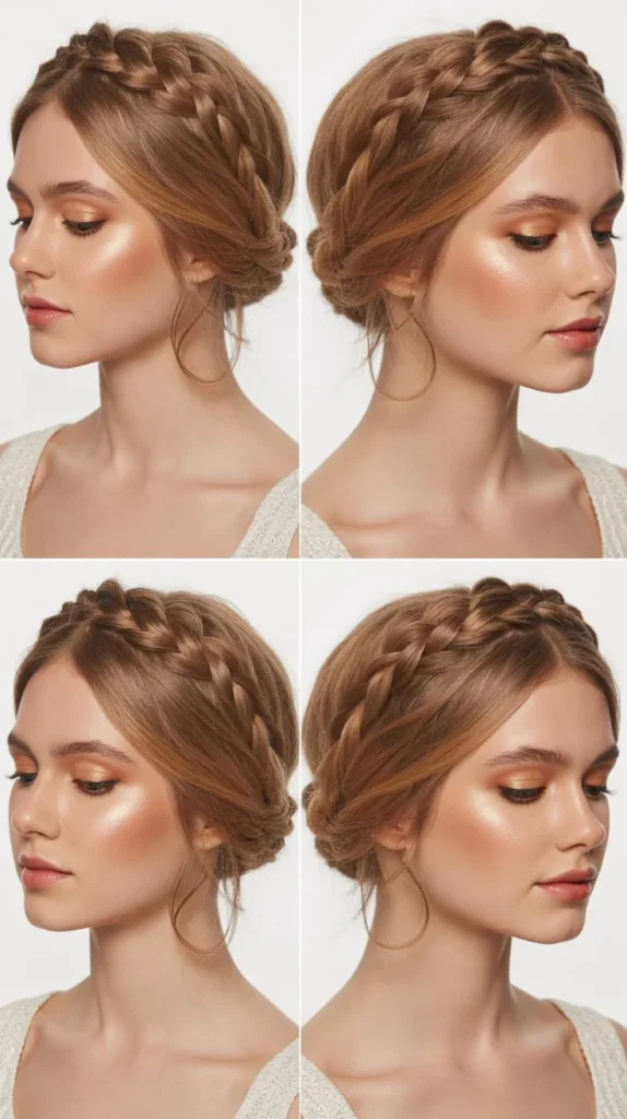  Romantic Braided Crown Updo