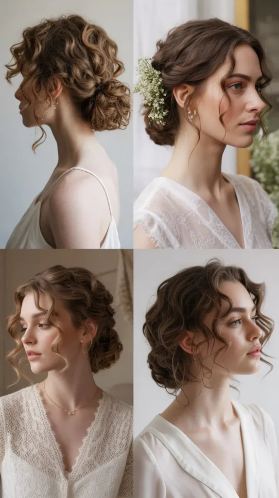 Messy Curly Wedding Updo