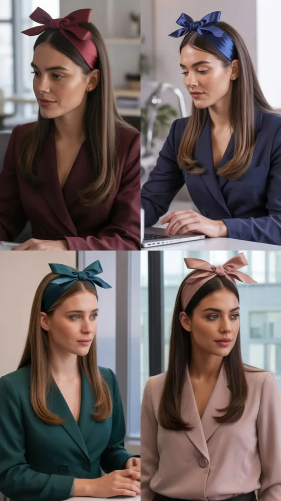 30. Ribbon Bow Headband With Straight Hair