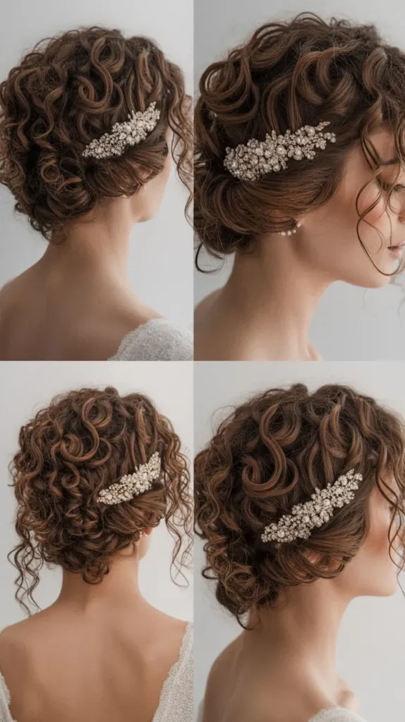 Curly Updo with Crystal Hair Comb