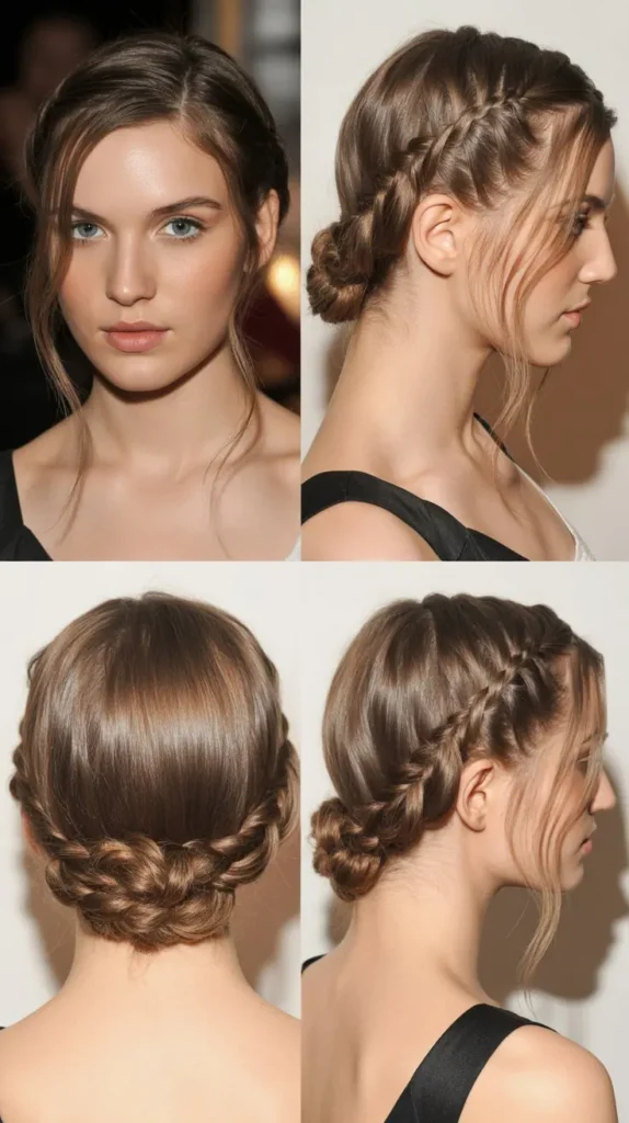 Side Part Braided Waterfall Updo