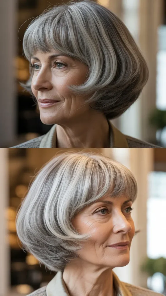 Stacked Wedge Bob with Bangs