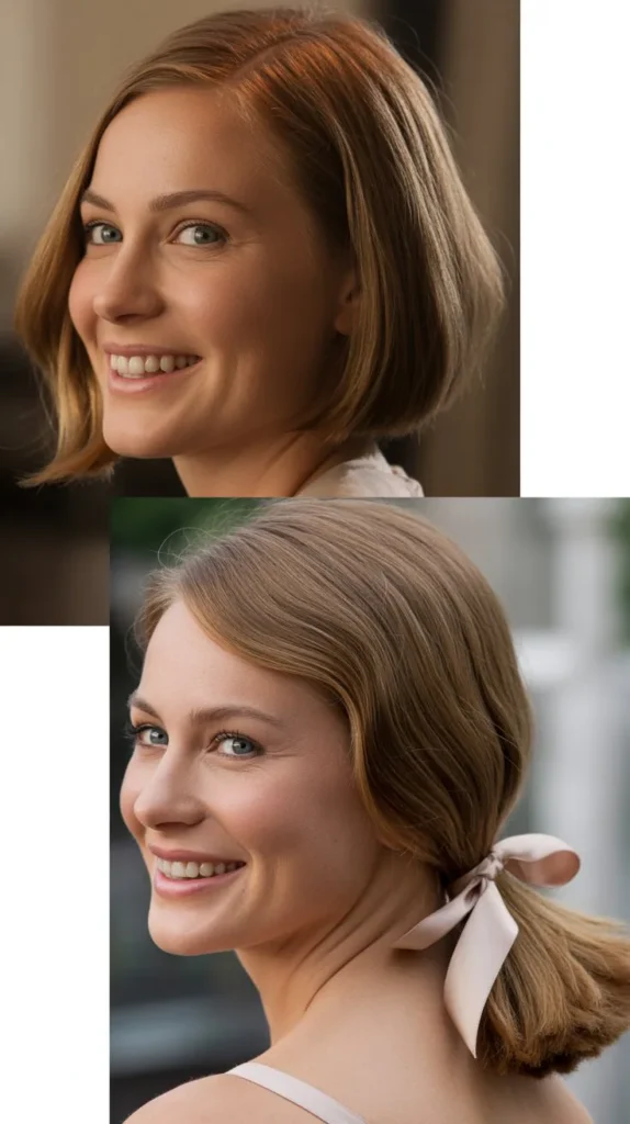 Shoulder-Length Ribbon Ponytail