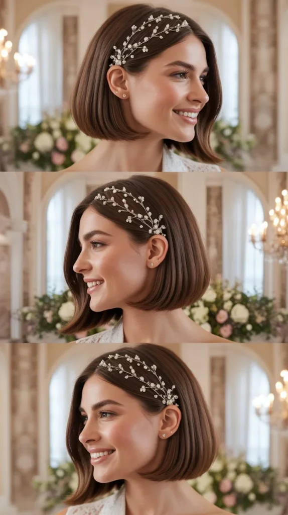 Sleek Bob with Hair Vine