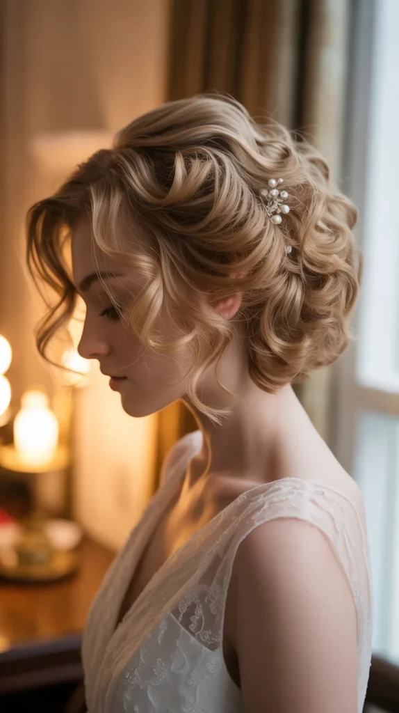 Side-Swept Curly Short Hair