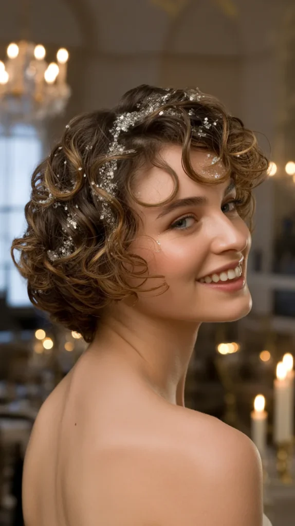 Curly Short Hair with Glitter Accents