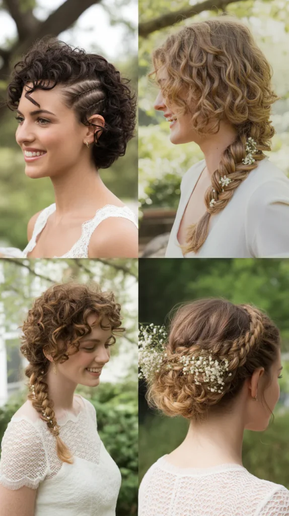 Curly Short Hair with Side Braid