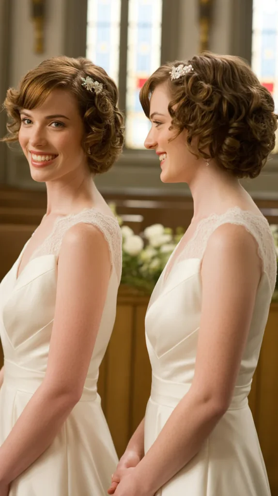 Curly Short Hair with Side Sweep and Waves