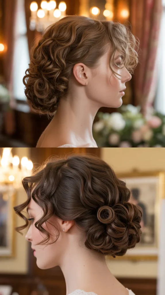 Curly Short Hair with Low Bun