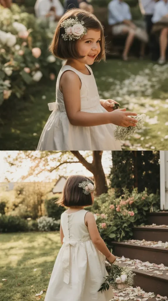 Short Hair with Floral Clips