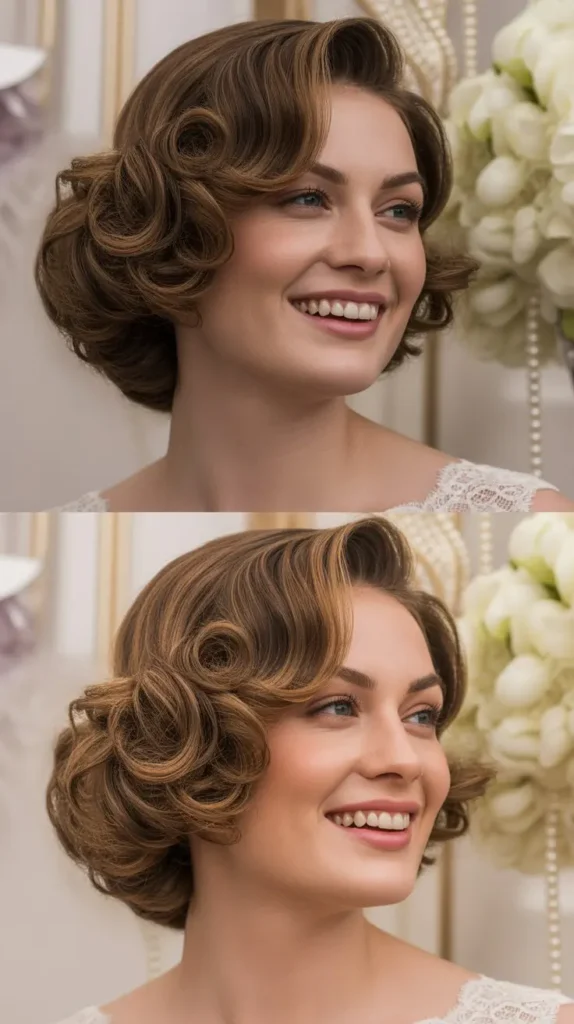 Curled Bob with Side Part