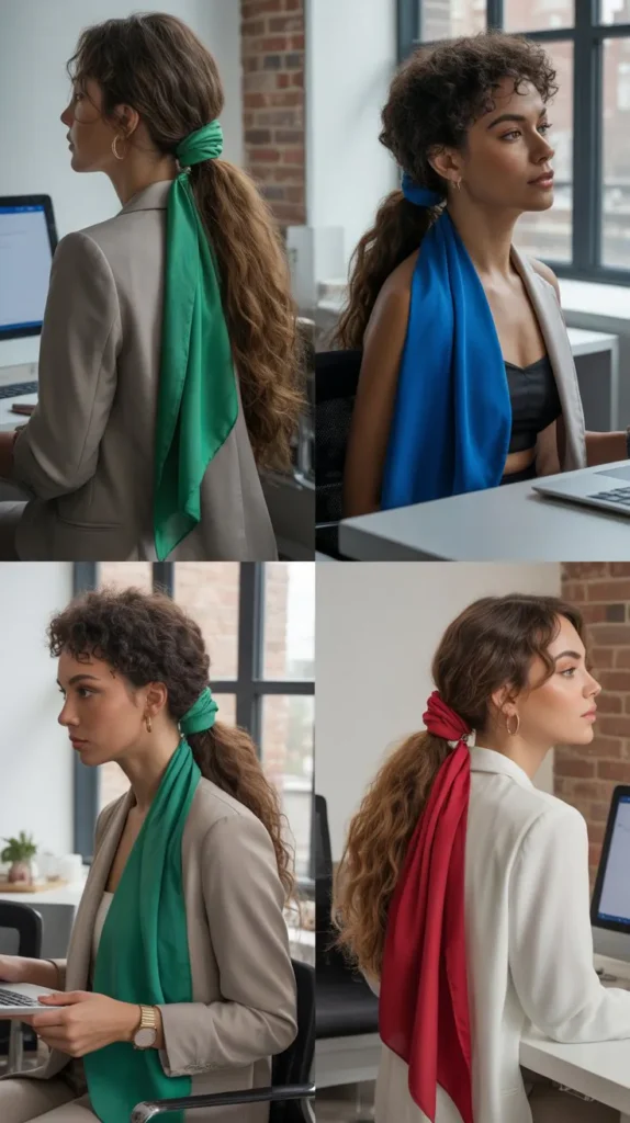  Scarf-Wrapped Ponytail