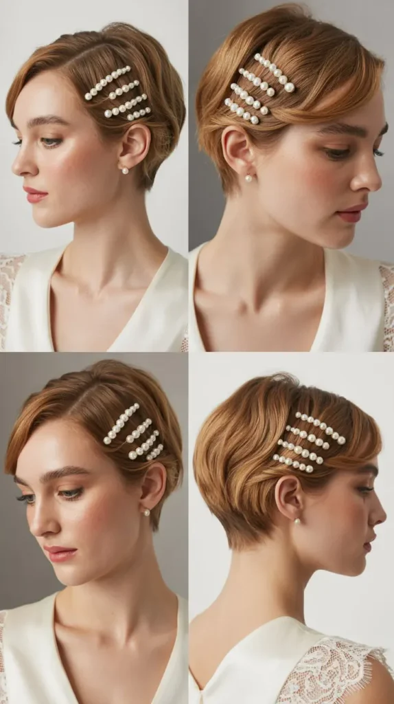 Side-Twisted Pixie with Pearls