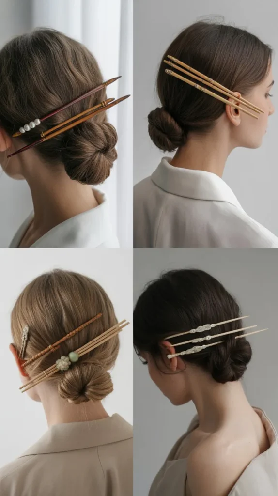  Wrapped Bun with a Hair Stick