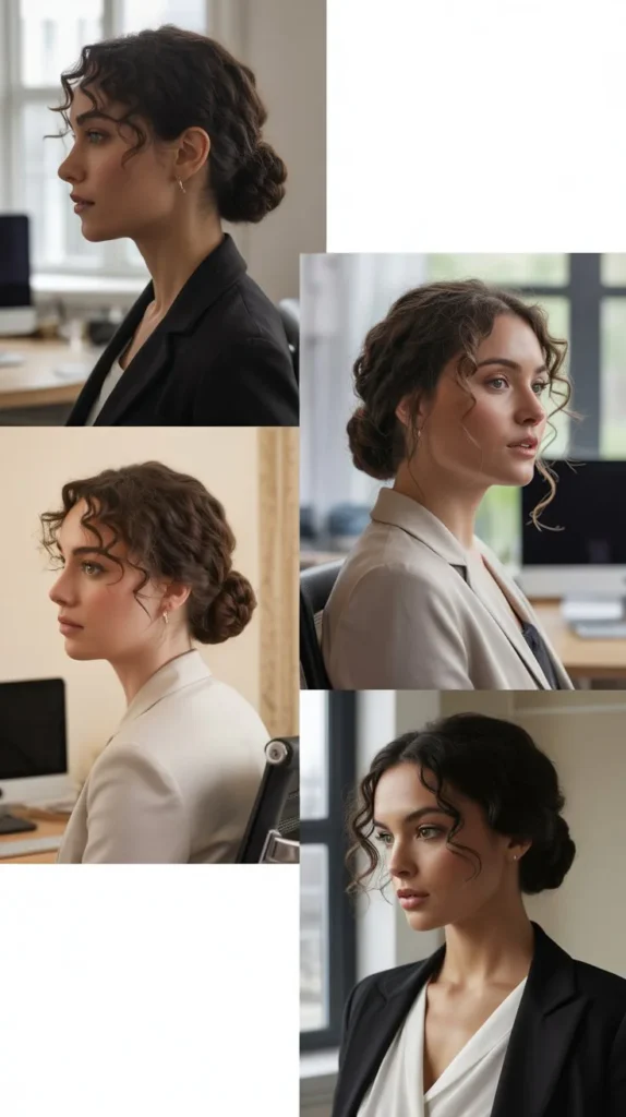 Classic Low Bun with Curly Tendrils