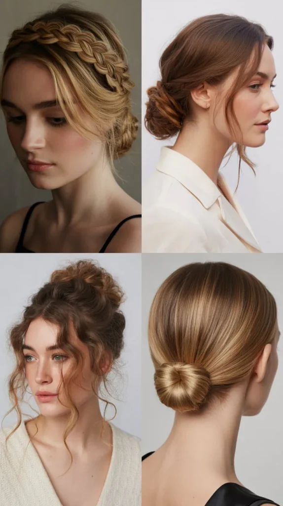 34. Headband With Braided Halo and Low Bun