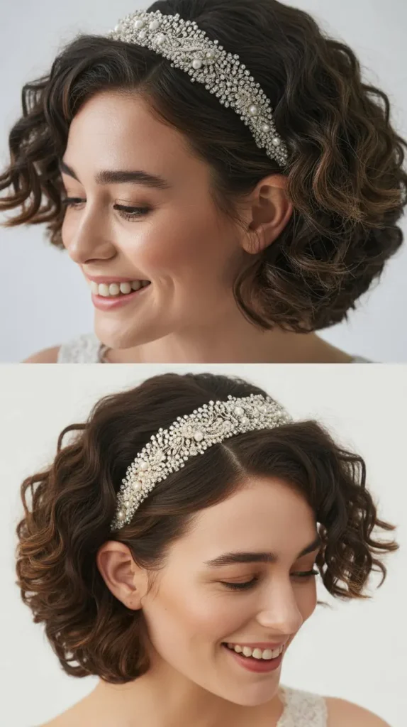 Short Curly Bob with Headband