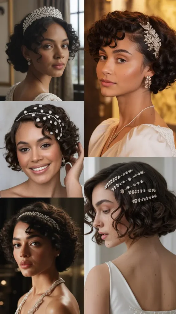 34. Curly Bob with Hair Jewels