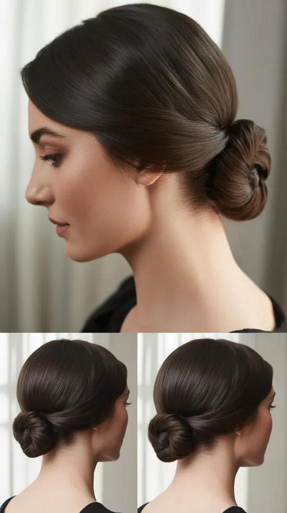  Sleek Bun with Middle Part