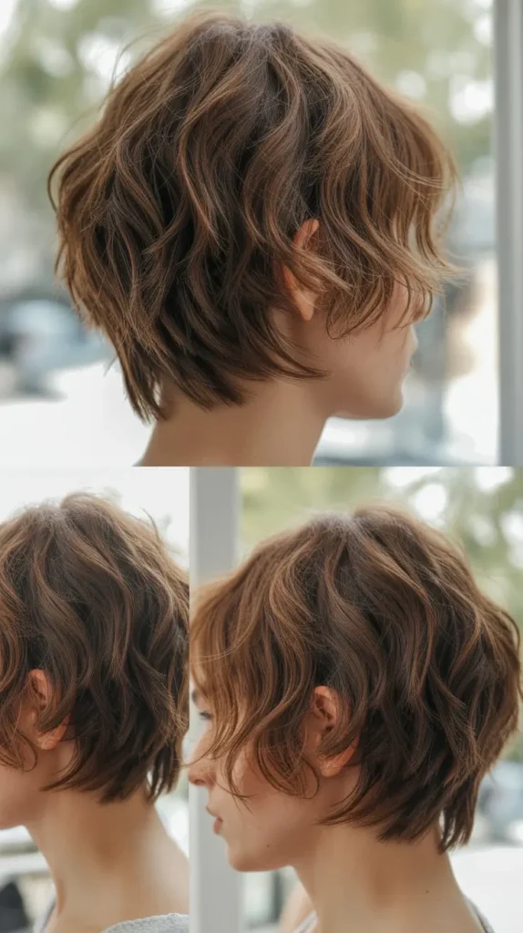 Messy Textured Back View Wedge Bob