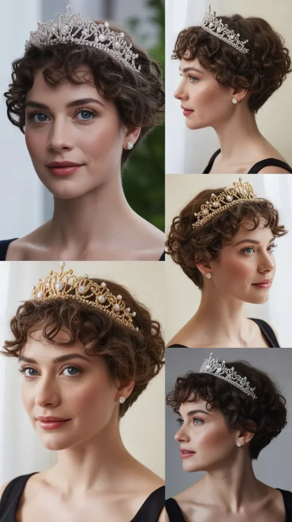 Curly Pixie with Tiara