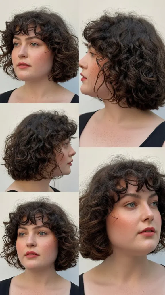 23. Curly French Bob with Natural Texture