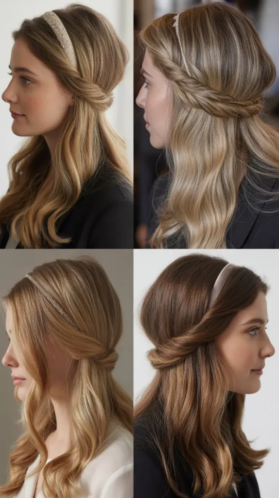 2. Half-Up Half-Down Headband Twist
