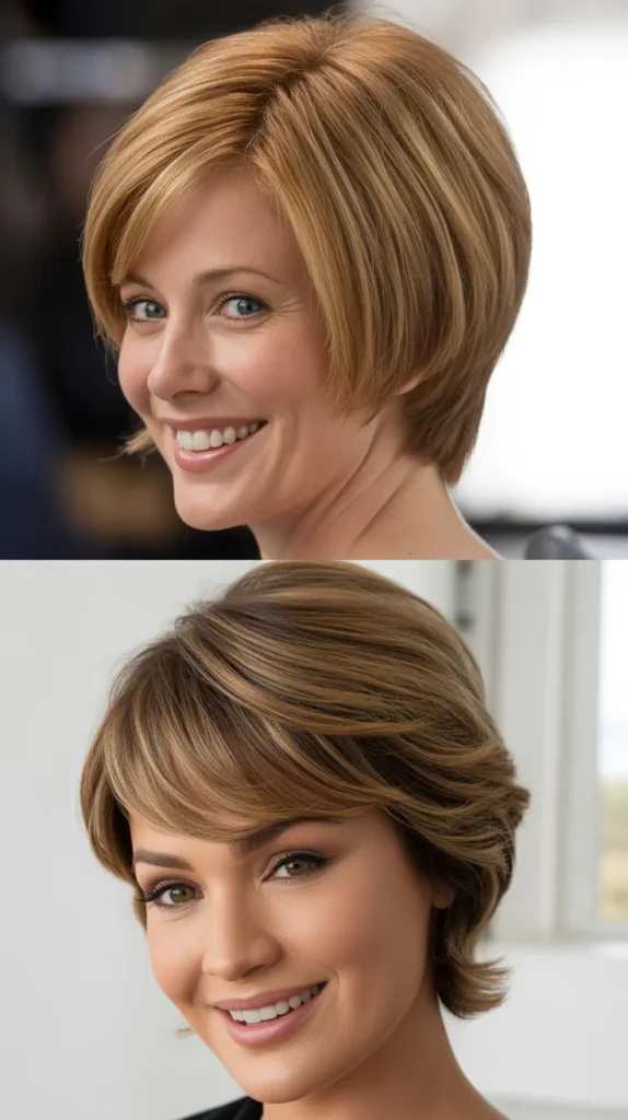 Short Wedge with Side-Swept Bangs