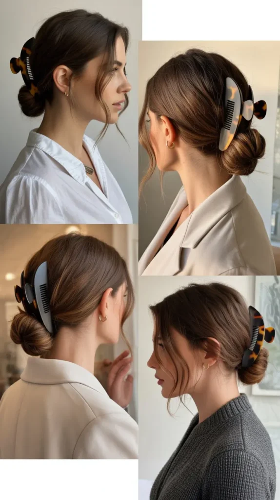 2. The Low Messy Bun Claw Clip