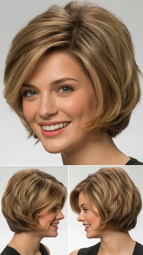  Textured Stacked Bob for Thick Hair