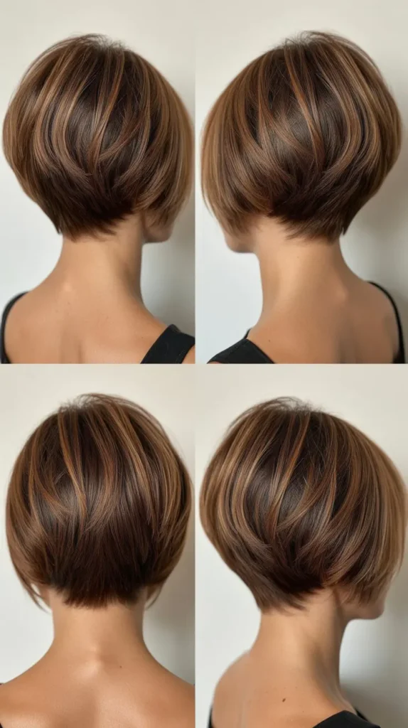 Short Layered Back View Wedge Bob