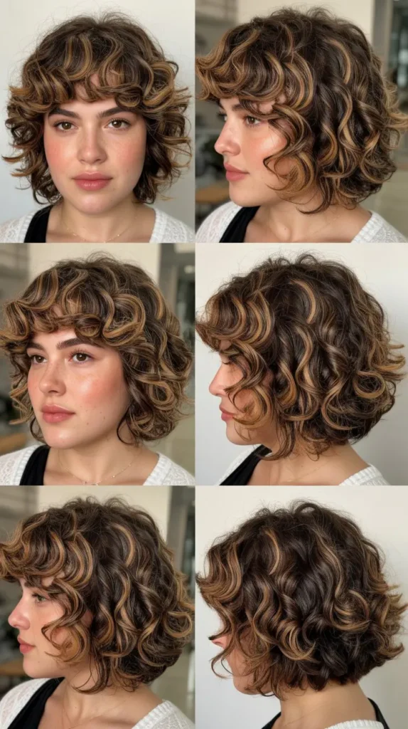 Curly French Bob with Balayage