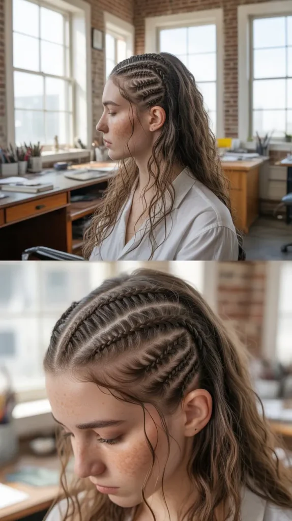 Half-Up With Micro Braids Detail