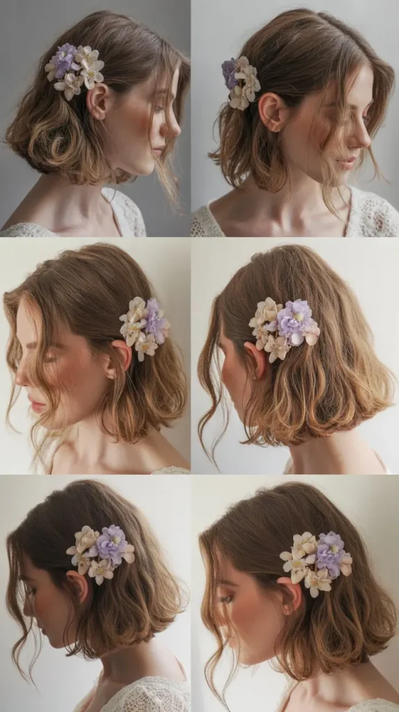 Messy Bob with Floral Clips