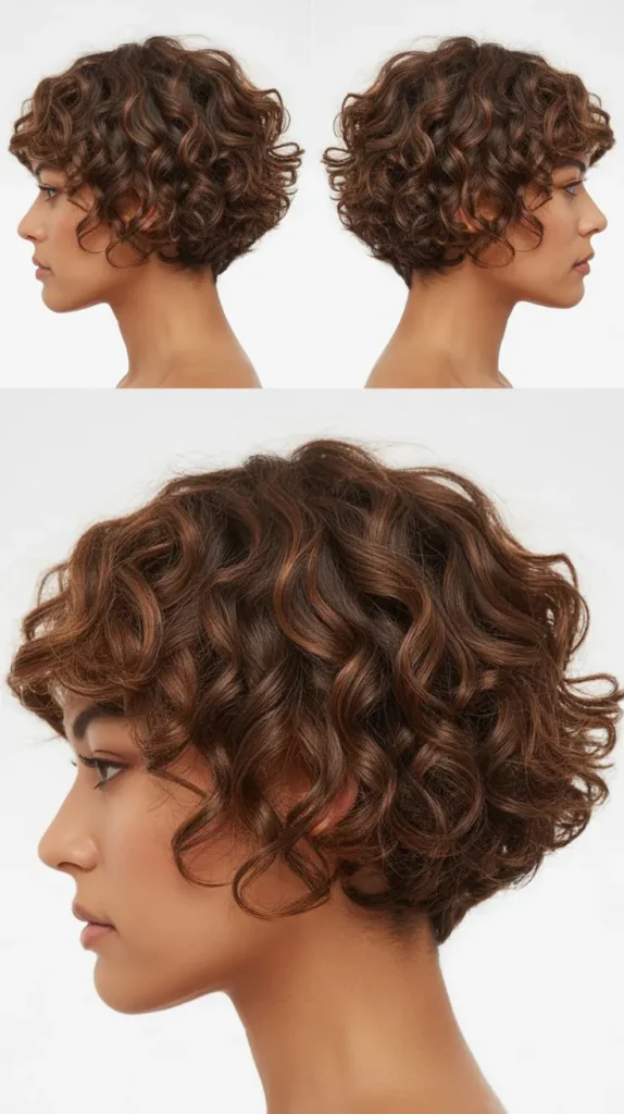  Curly Back View Stacked Bob