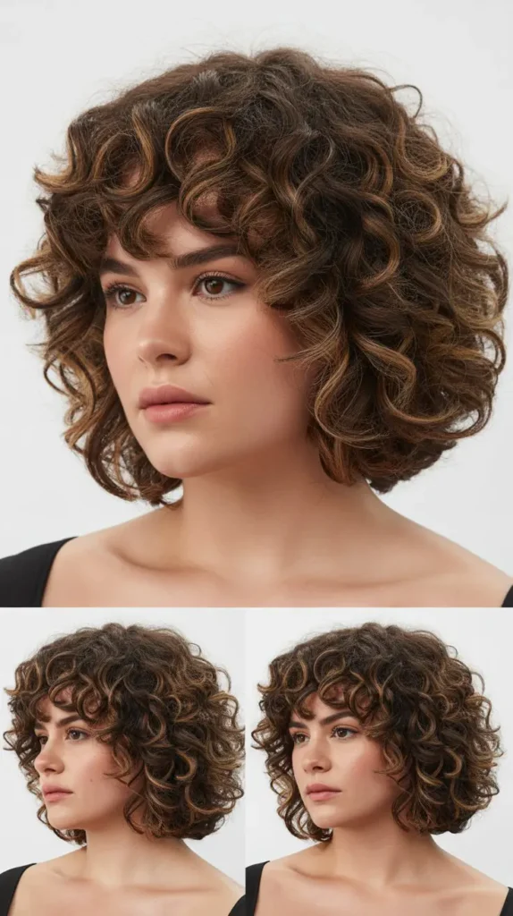 Curly French Bob with Face-Framing Layers