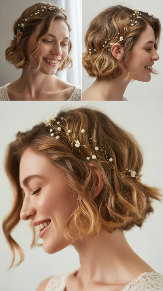 Tousled Bob with Hair Vine