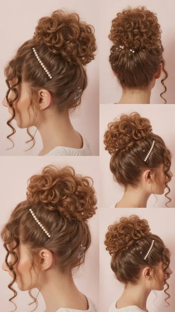 . Curly Half-Up Bow Style