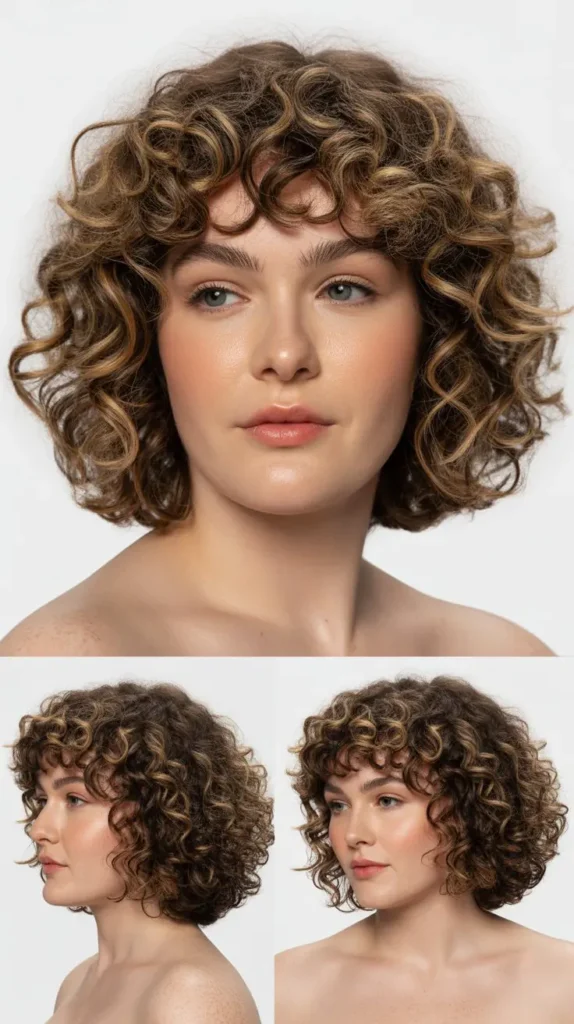 Curly French Bob with Light Layers