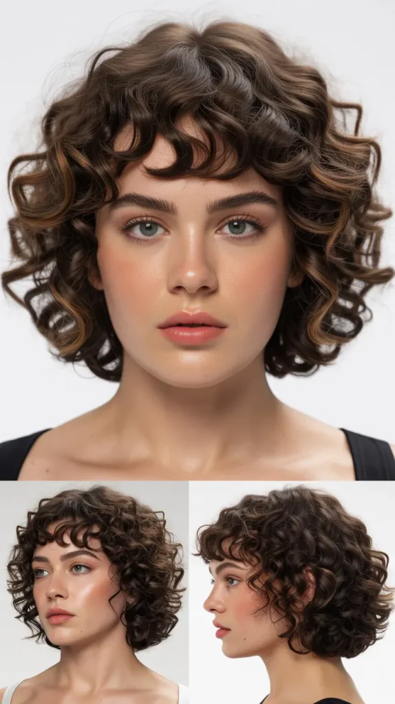 Curly French Bob with Micro Bangs