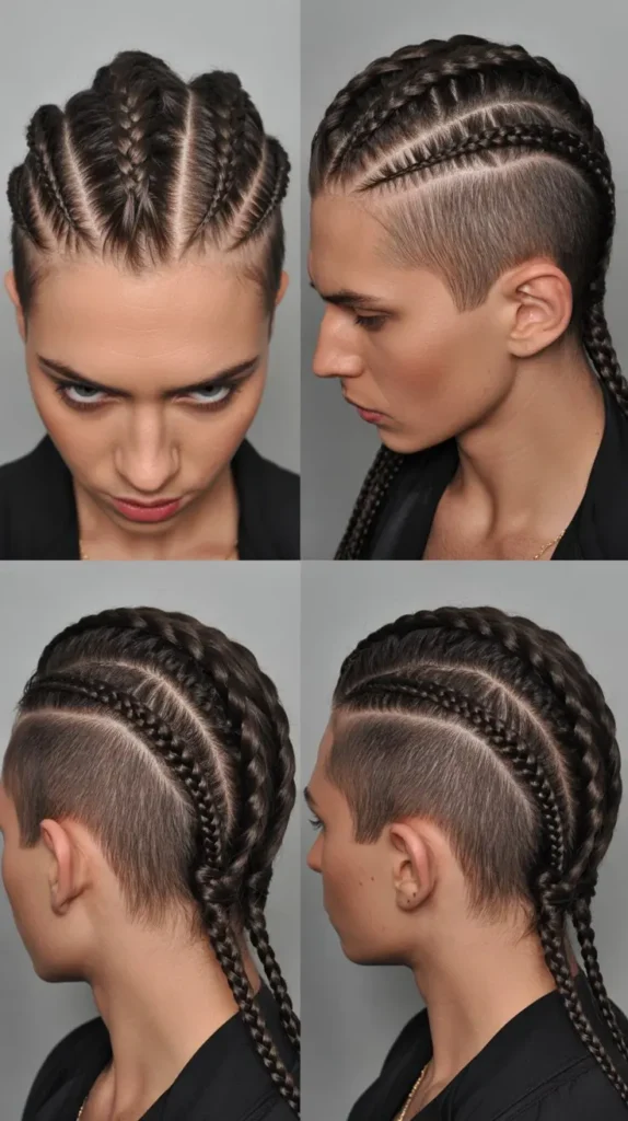Side Part Braided Mohawk