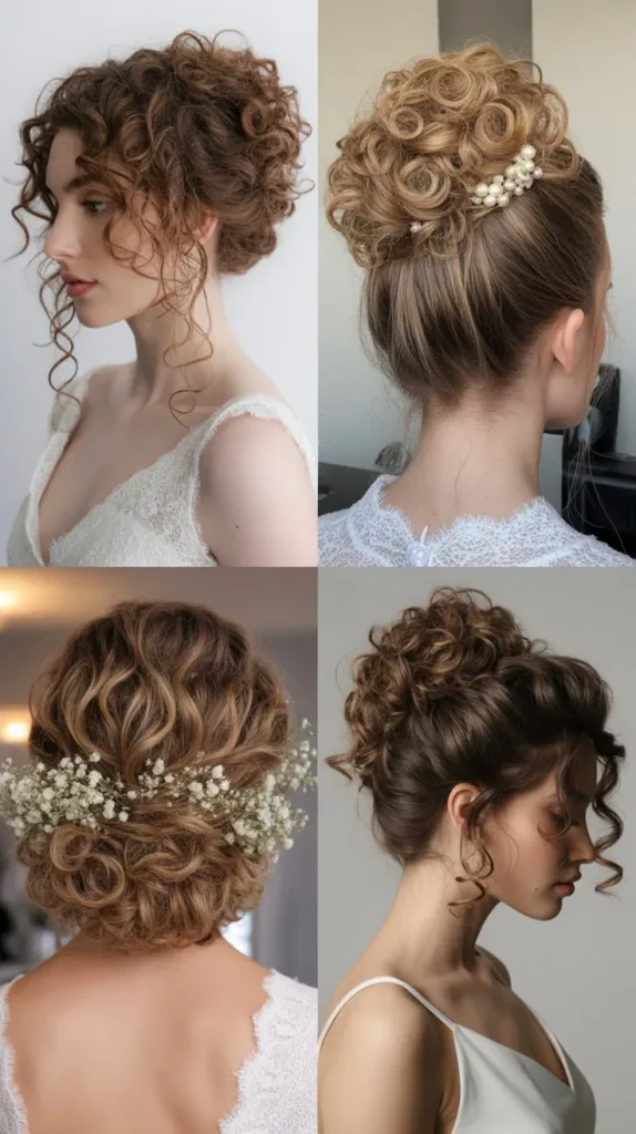 Voluminous Curly Bridal Updo