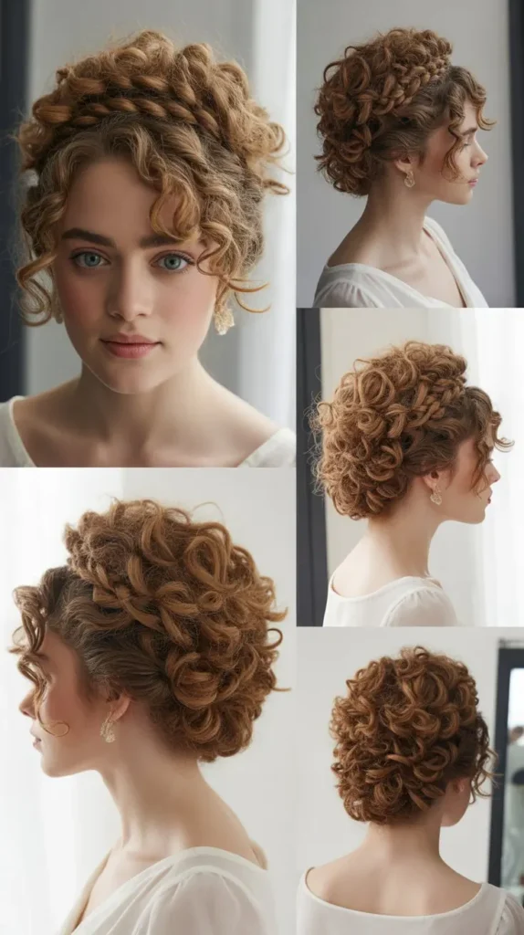 Curly Twisted Crown Updo
