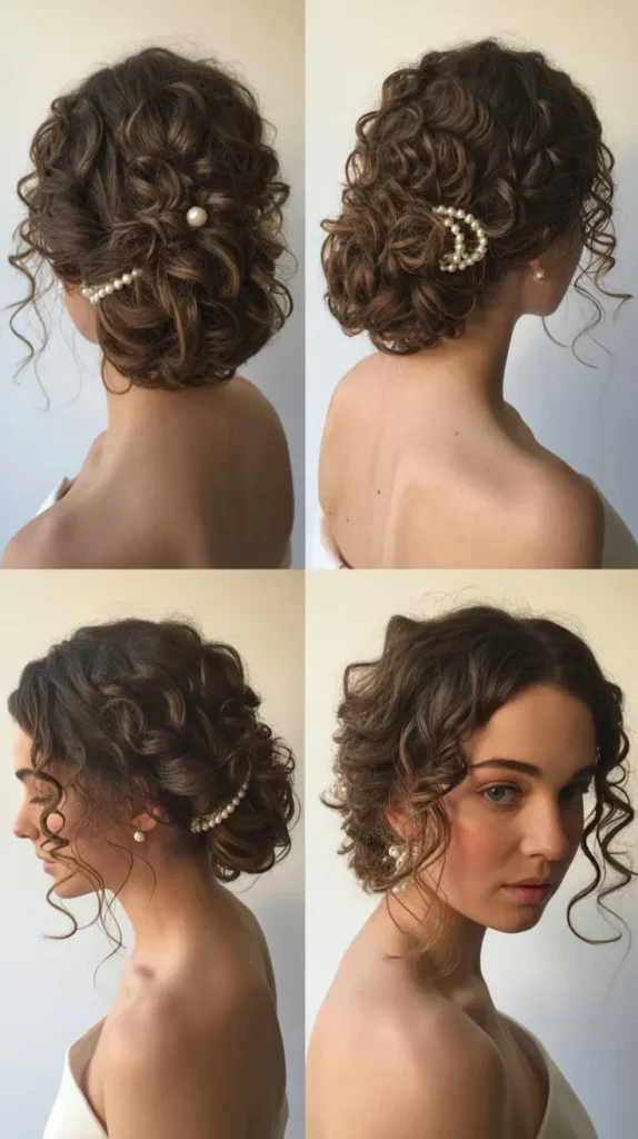  Curly Wedding Updo with Loose Ringlets