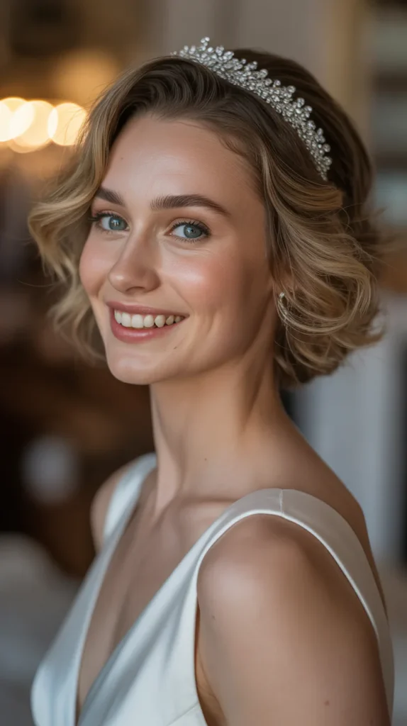 Short Wavy Hair with Tiara