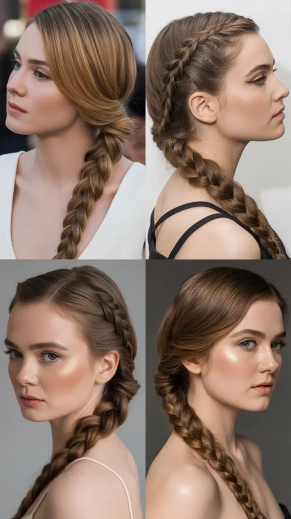  Side Part Braided Side Sweep