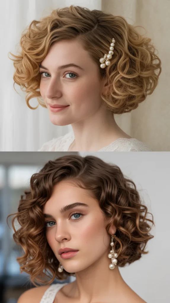 Asymmetrical Curly Bob