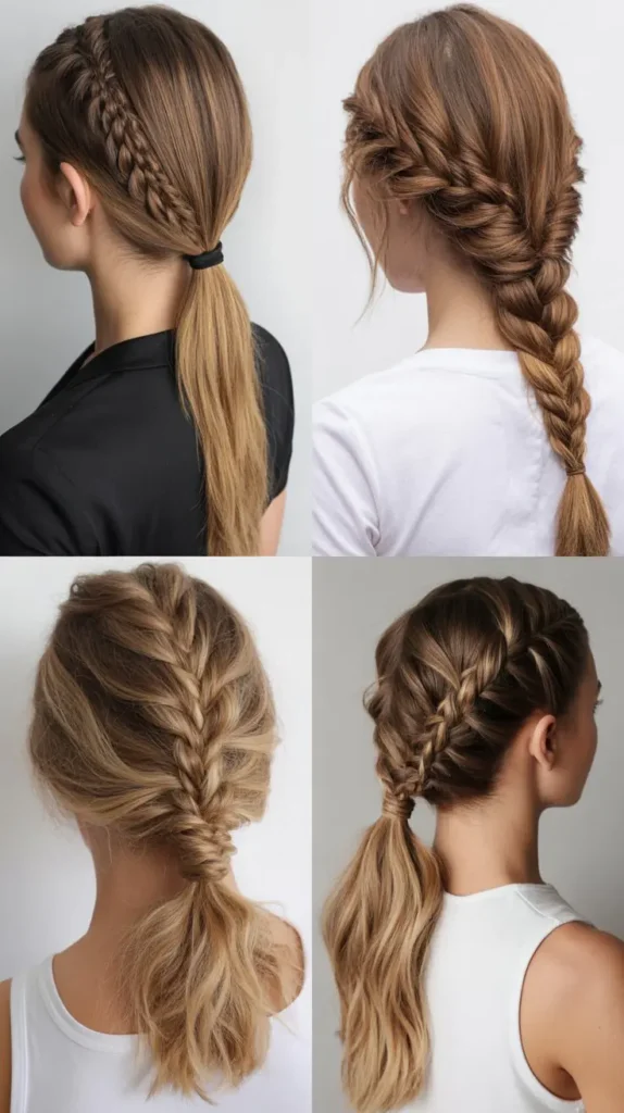  Side Part Braided Ponytail