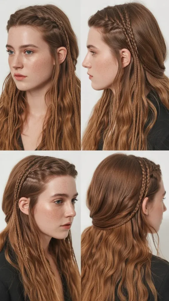  Side Part Braided Layered Style